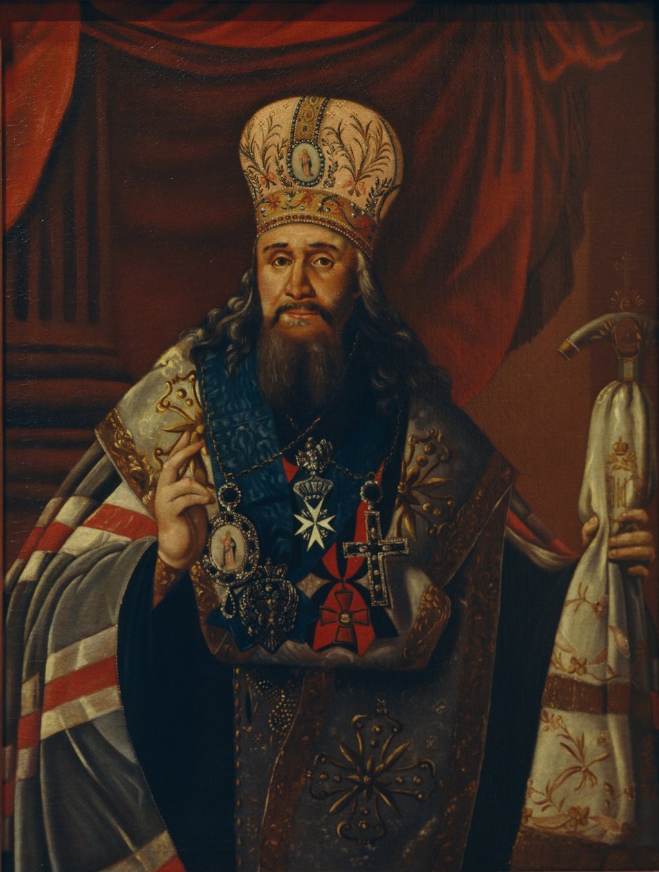 Porträtt av Ambrosius Podobedov, Metropoliten i Novgorod och Petersburg 1742-1818, 1813 av Unbekannt