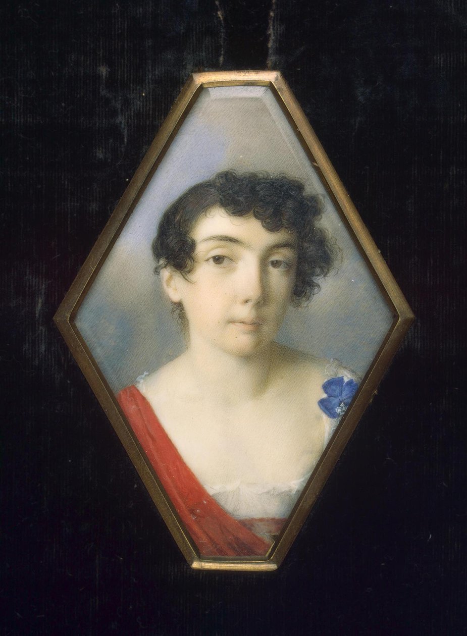 Porträtt av Anna Mikhailovna Khitrovo, född Golenishcheva-Kutuzova 1782-1846, ca 1802 av Unbekannt