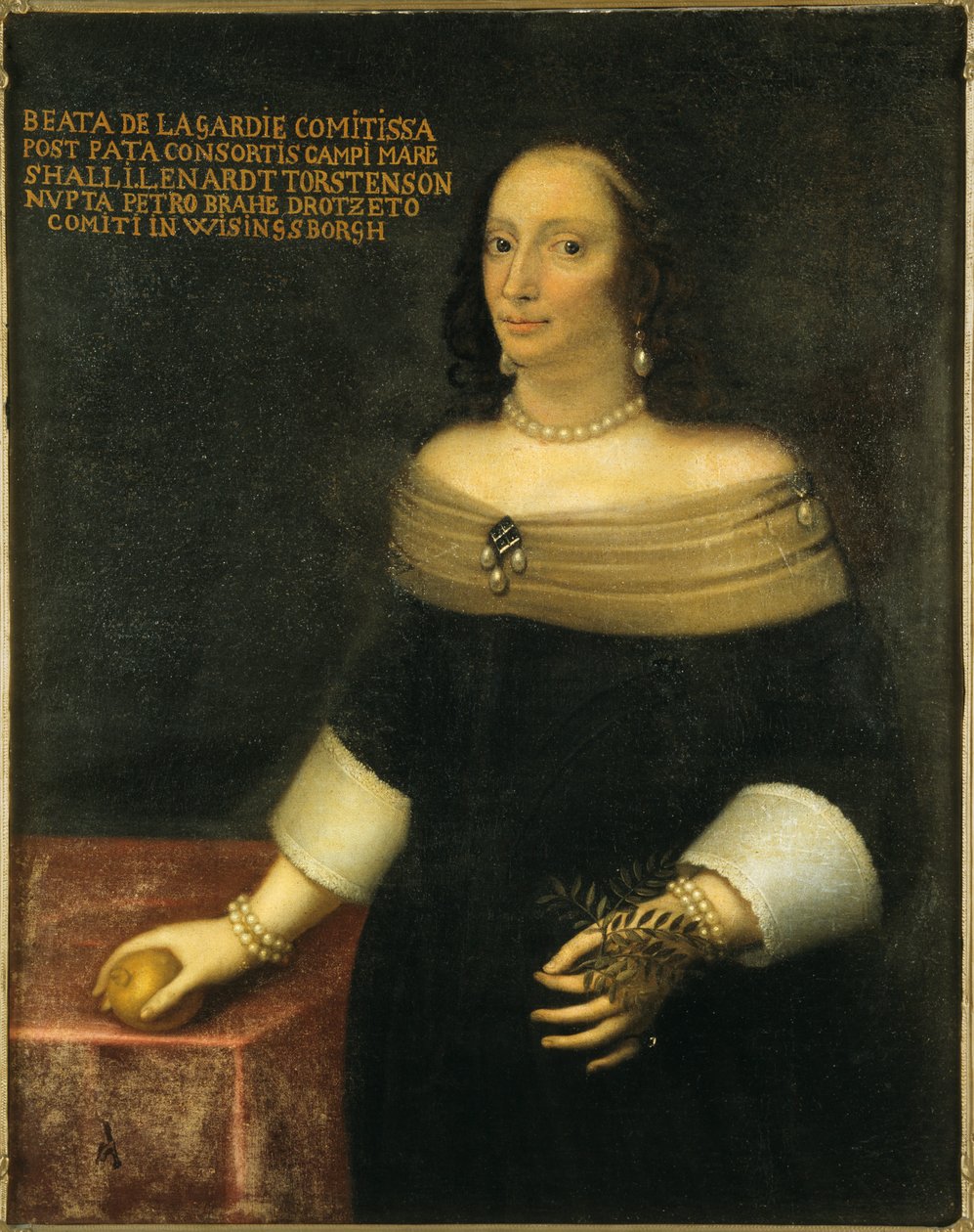 Porträtt av Beata De la Gardie 1612-1680, ca. 1653. av Unbekannt