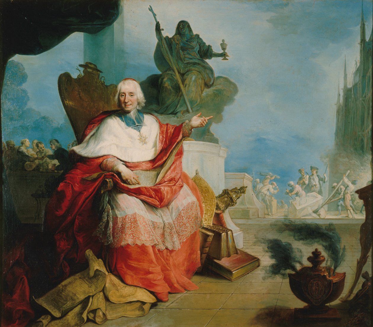 Porträtt av kardinal Louis Antoine de Noailles 1651-1729, 1729. av Unbekannt