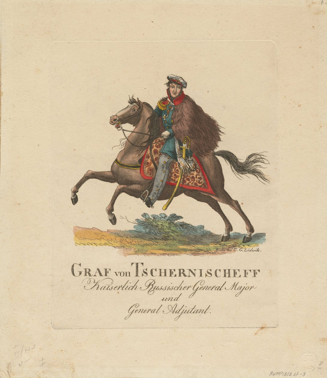Porträtt av greve Alexander Ivanovich Chernyshov 1786-1857, 1813 av Unbekannt