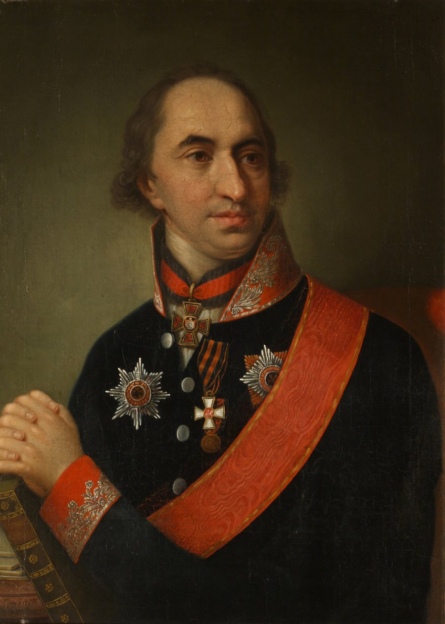 Porträtt av greve Alexander Semyonovich Khvostov 1753-1820, 1809 av Unbekannt