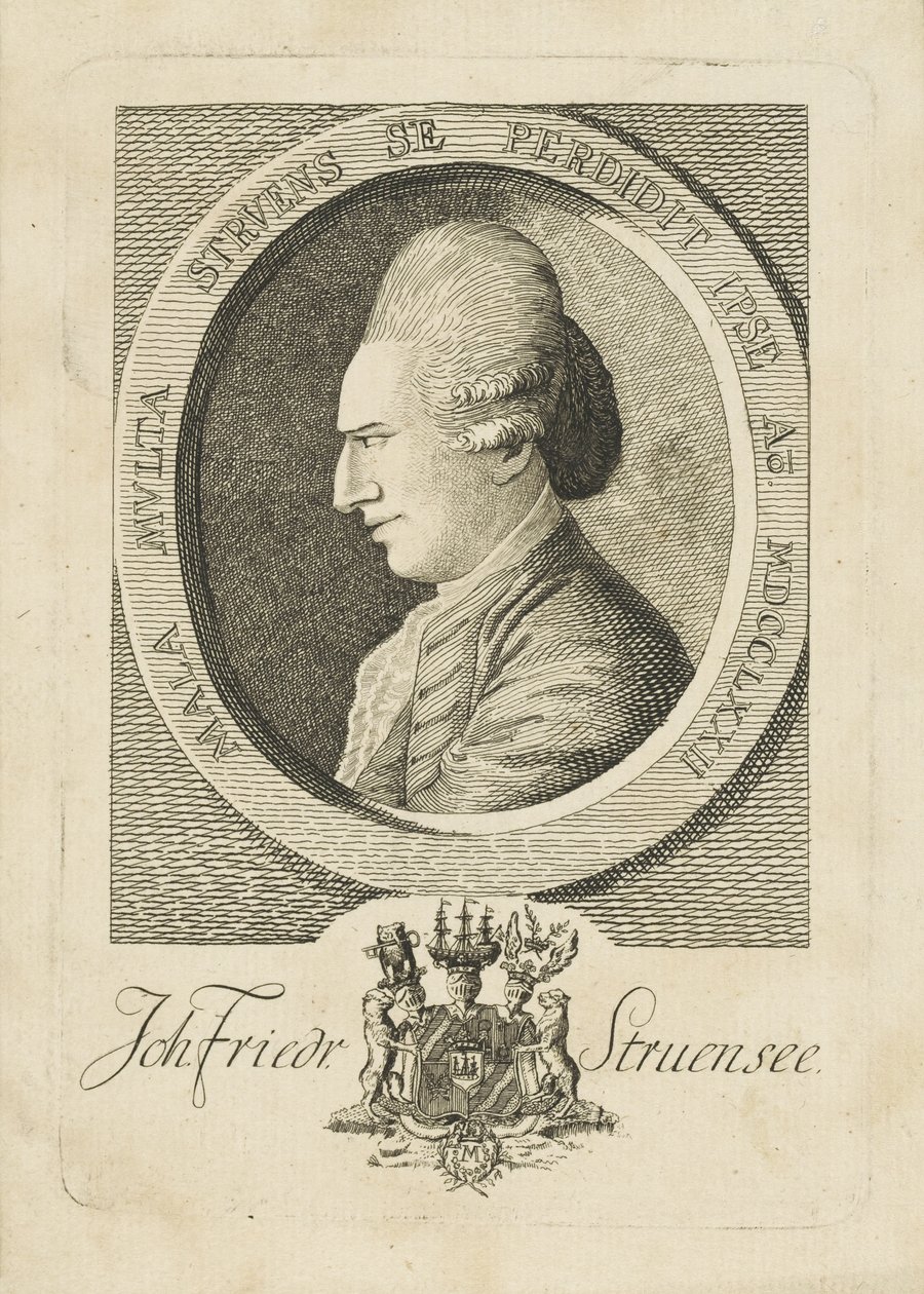 Porträtt av greve Johann Friedrich Struensee 1737-1772, 1773. av Unbekannt