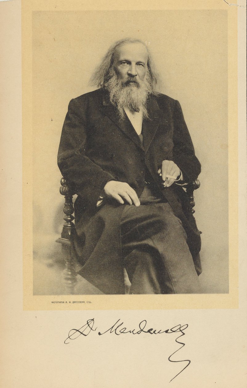 Porträtt av Dmitri Mendeleev, ca. 1900. av Unbekannt