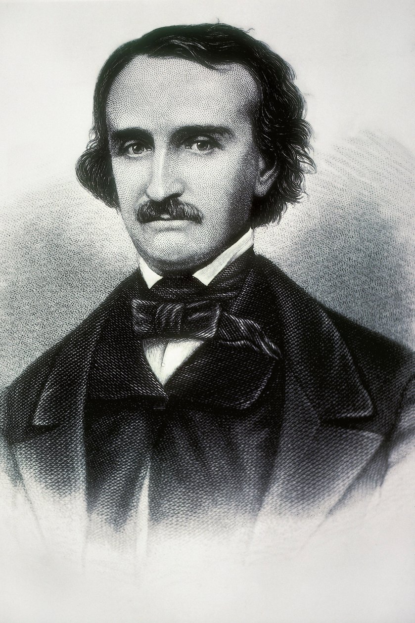 Porträtt av Edgar Allan Poe (1809-1849), amerikansk författare. Gravyr av 1800-talet. av Unbekannt