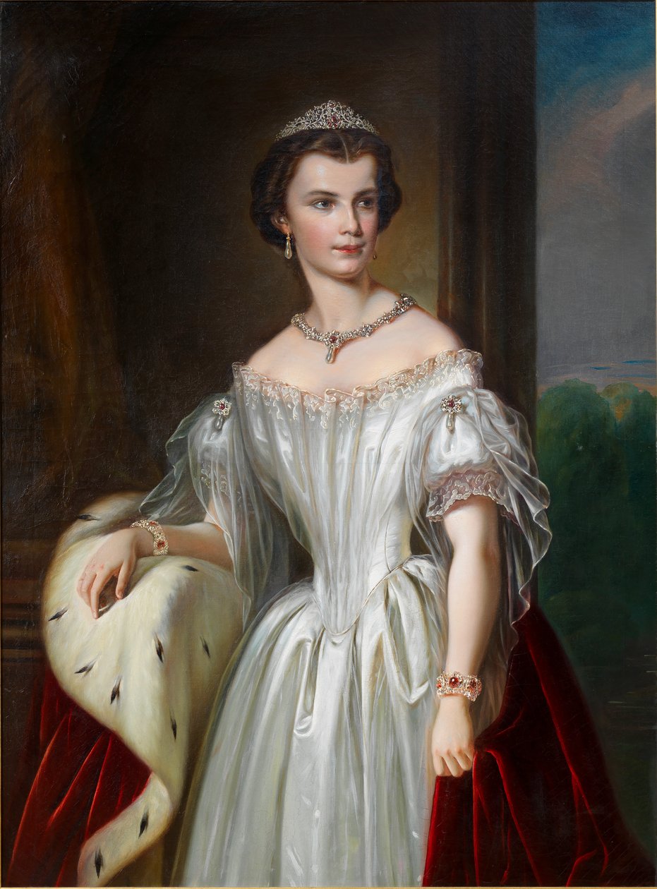 Porträtt av Elisabeth av Bayern, 1854. av Unbekannt
