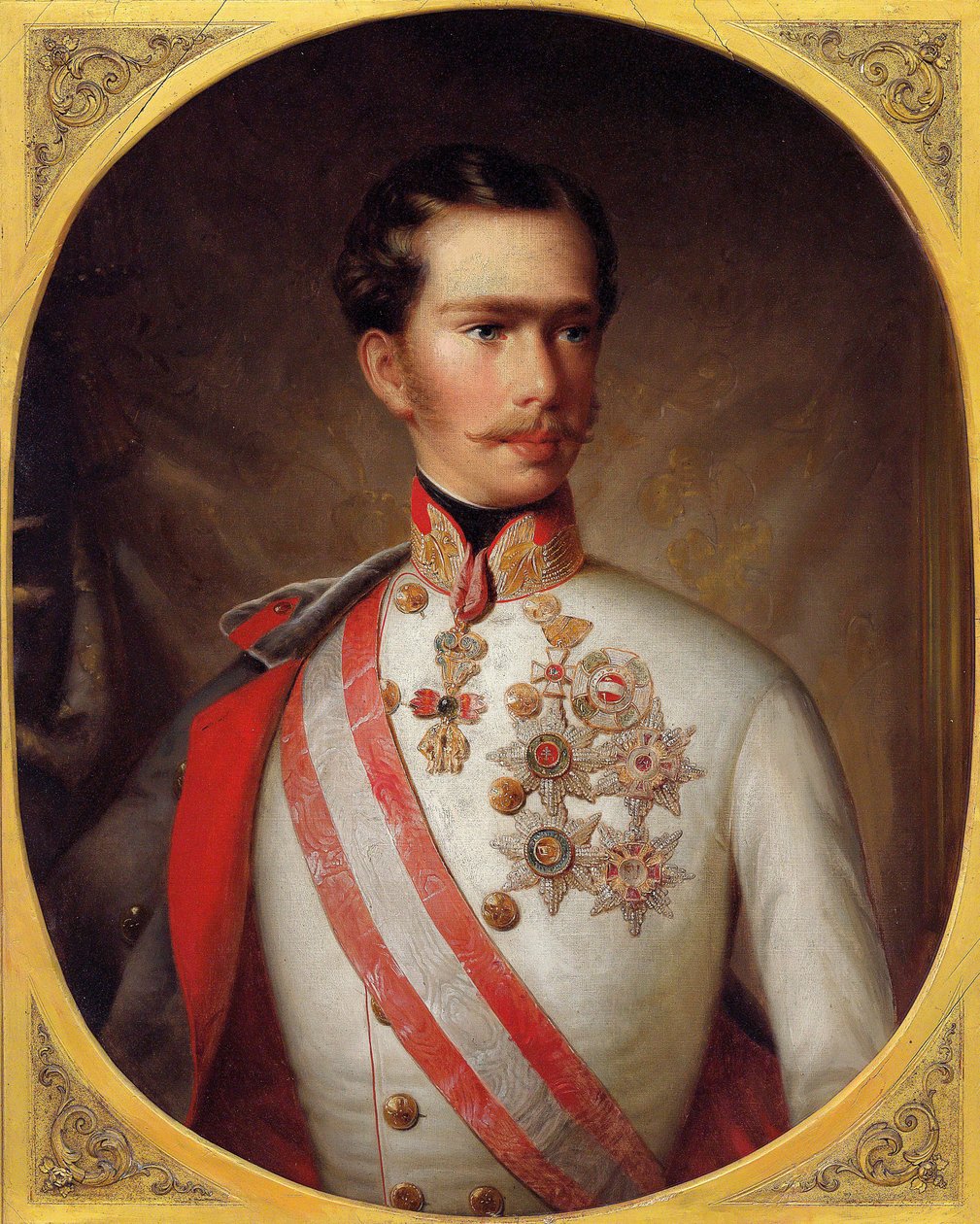 Porträtt av kejsar Franz Joseph I av Österrike, ca 1854. av Unbekannt