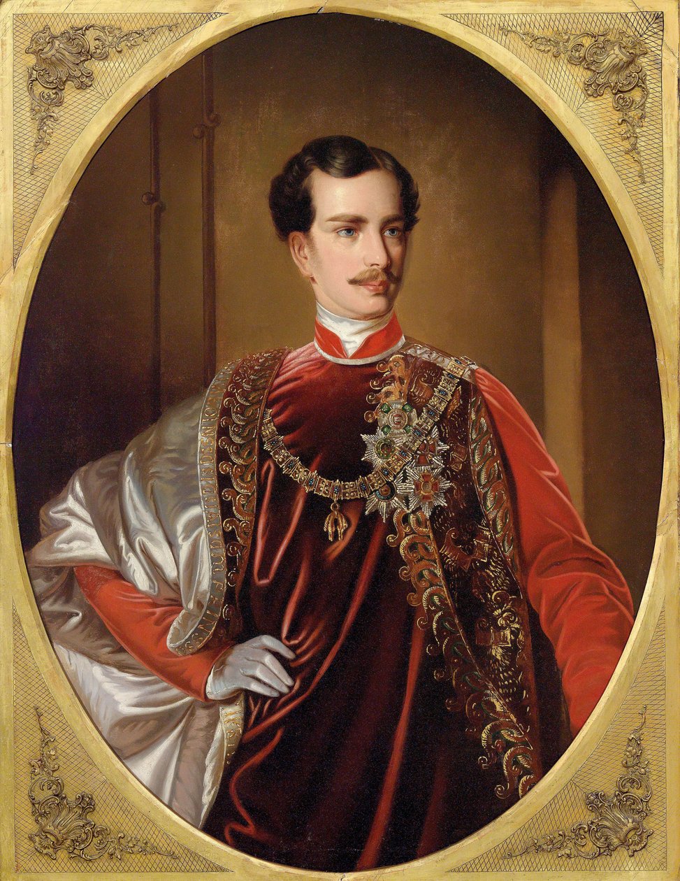 Porträtt av kejsar Franz Joseph I av Österrike, ca 1855. av Unbekannt