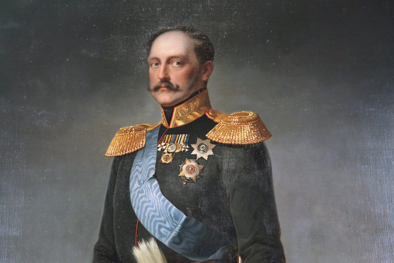 "Porträtt av kejsar Nicholas I", mitten av 1800-talet av Unbekannt