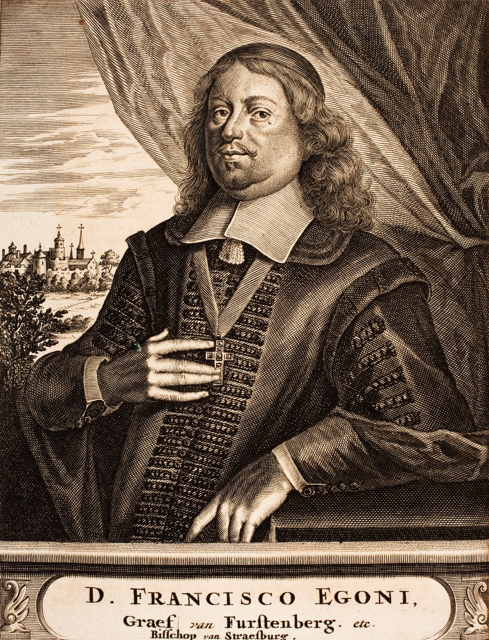 Porträtt av Franz Egon von Fürstenberg-Heiligenberg 1626-1682, prins-biskop av Strassburg, 1675. av Unbekannt