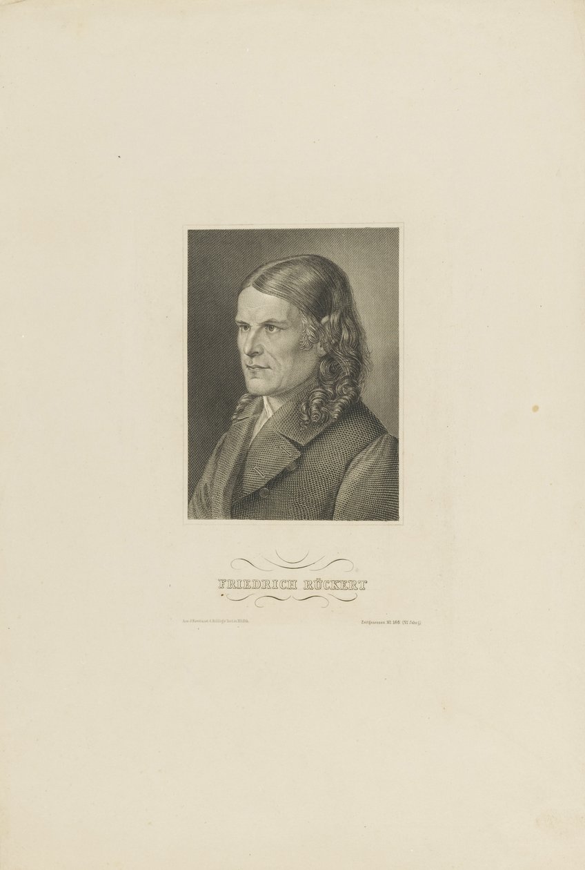Porträtt av Friedrich Rückert 1788-1866, ca 1845. av Unbekannt