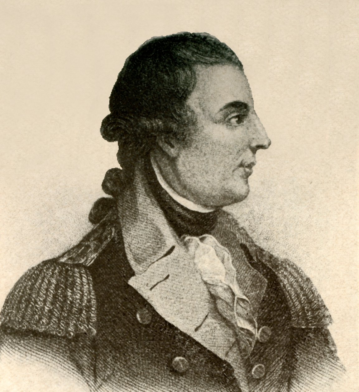 Porträtt av general Montgomery, som visar en svart sidenstock, hår i kö, c1770, 1937. av Unbekannt