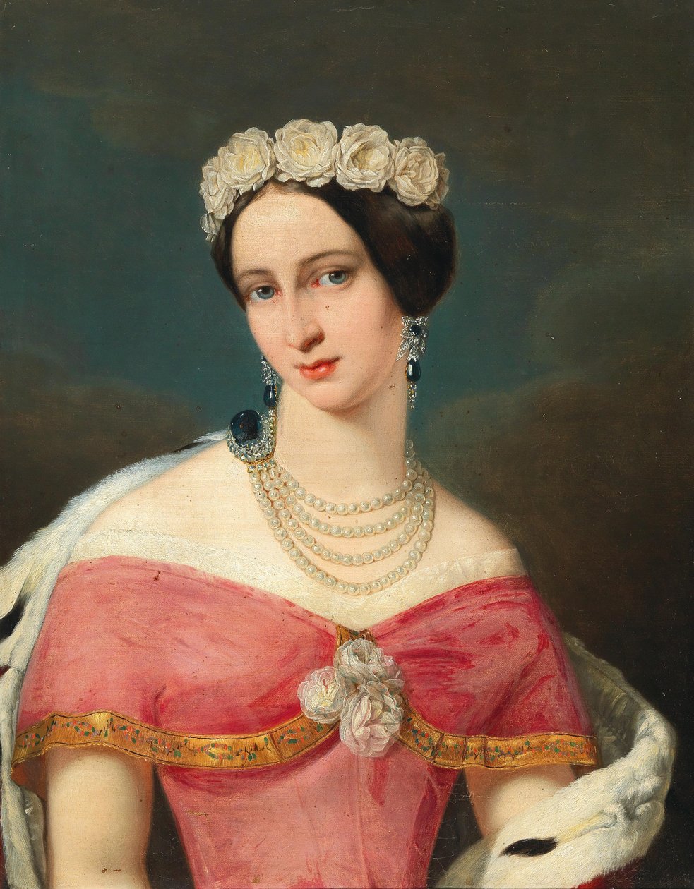 Porträtt av storhertiginnan Alexandra Iosifovna av Saxe-Altenburg 1830-1911. av Unbekannt
