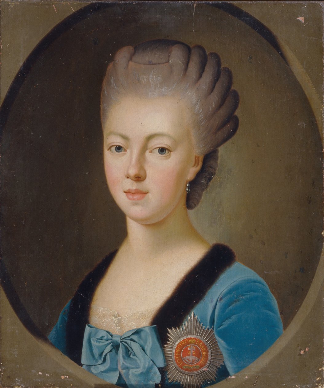 Porträtt av storhertiginnan Natalia Alexeyevna av Ryssland 1755-1776, prinsessan Wilhelmina Louisa av Hessen-Darmstadt, 1770-talet av Unbekannt