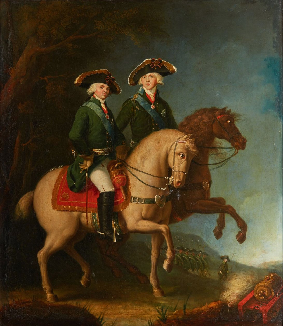 Porträtt av storhertigarna Alexander Pavlovich och Constantine Pavlovich, 1795. av Unbekannt