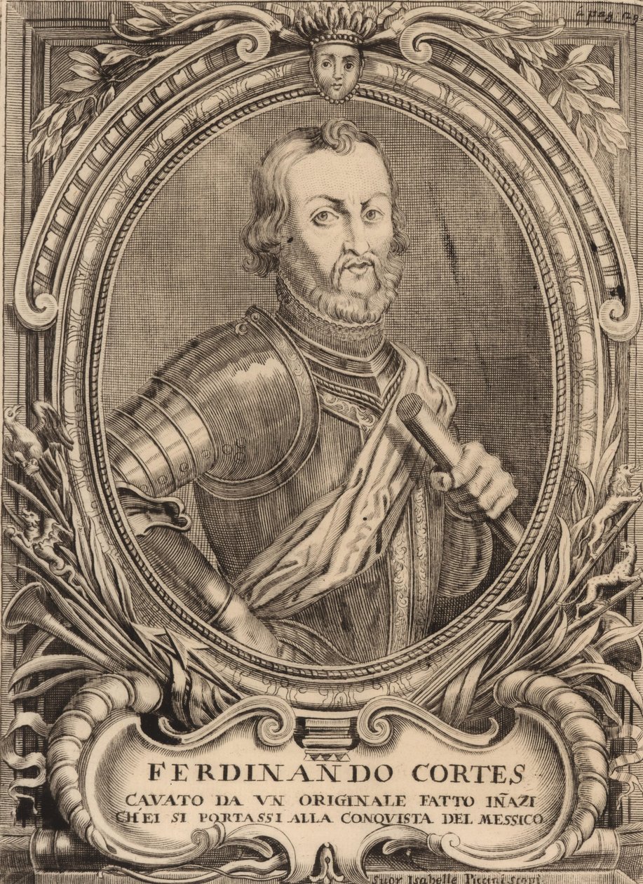 Porträtt av Hernan Cortes 1485-1547. av Unbekannt