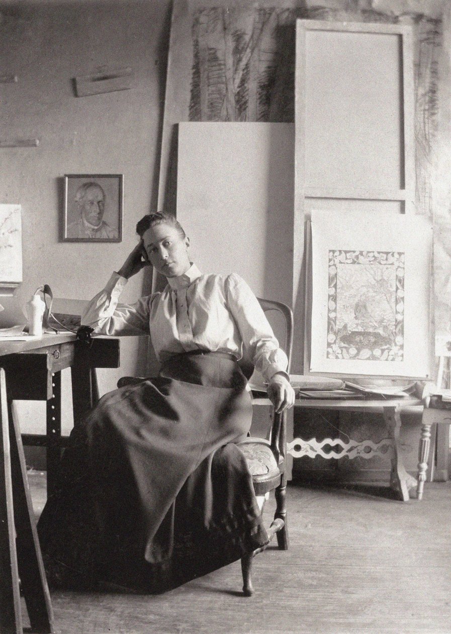 Porträtt av Hilma af Klingt 1862-1944, ca. 1900 av Unbekannt