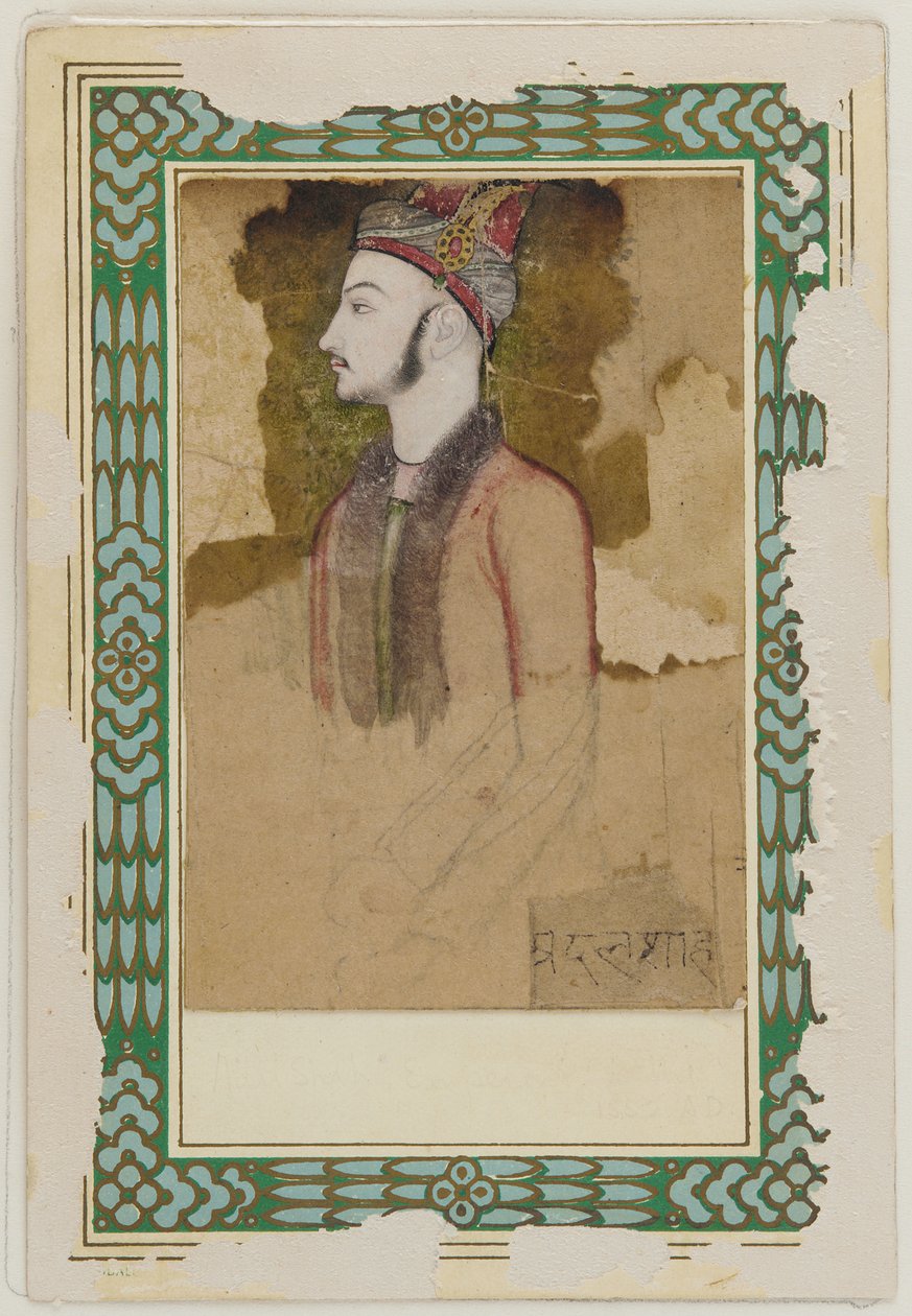Porträtt av Ibrahim Adil Shah II, av Bijapur d.1626, ca. 1640. av Unbekannt