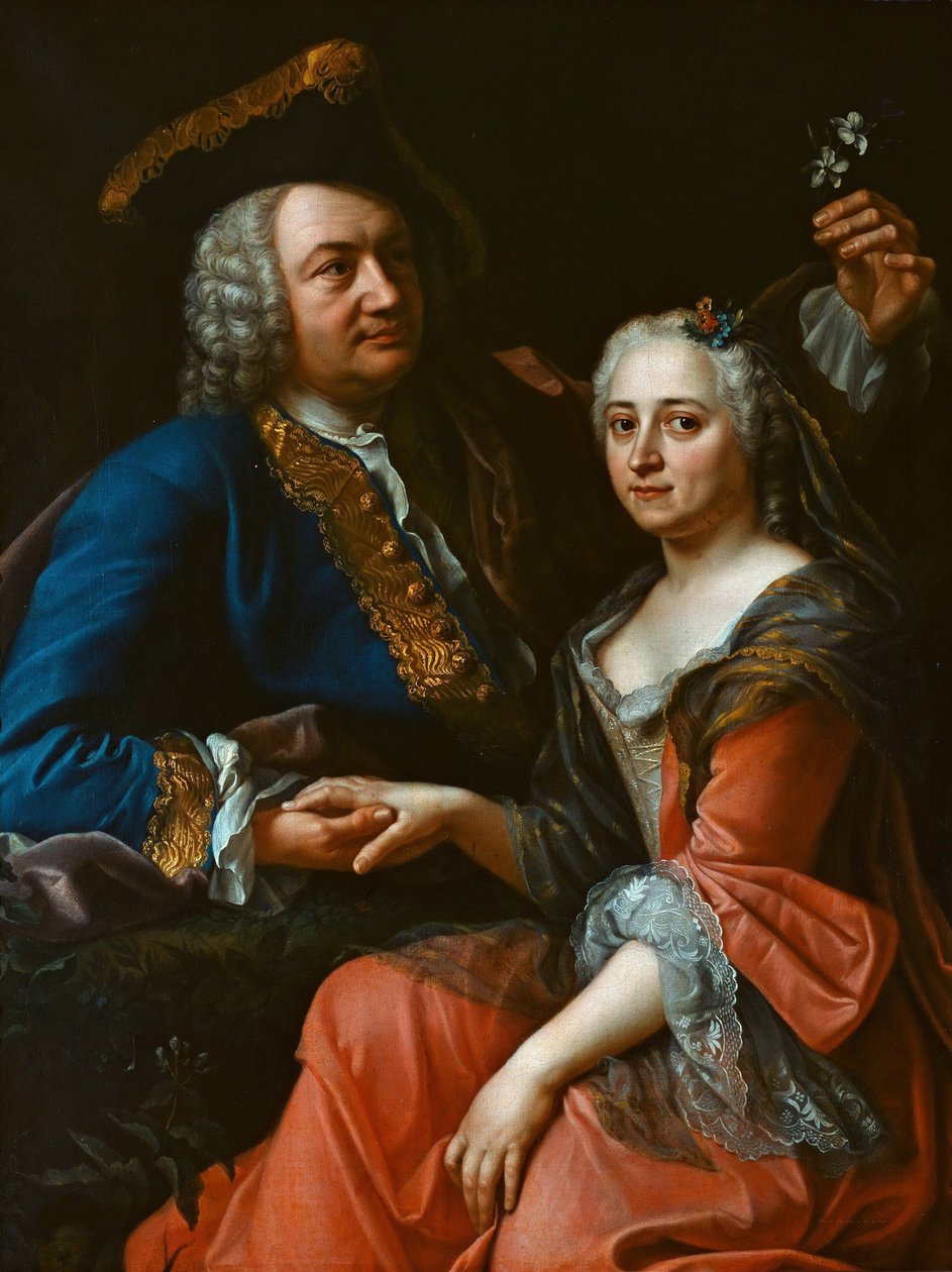 Porträtt av Johann Christoph Gottsched 1700-1766 med hans hustru Luise, c.1750. av Unbekannt