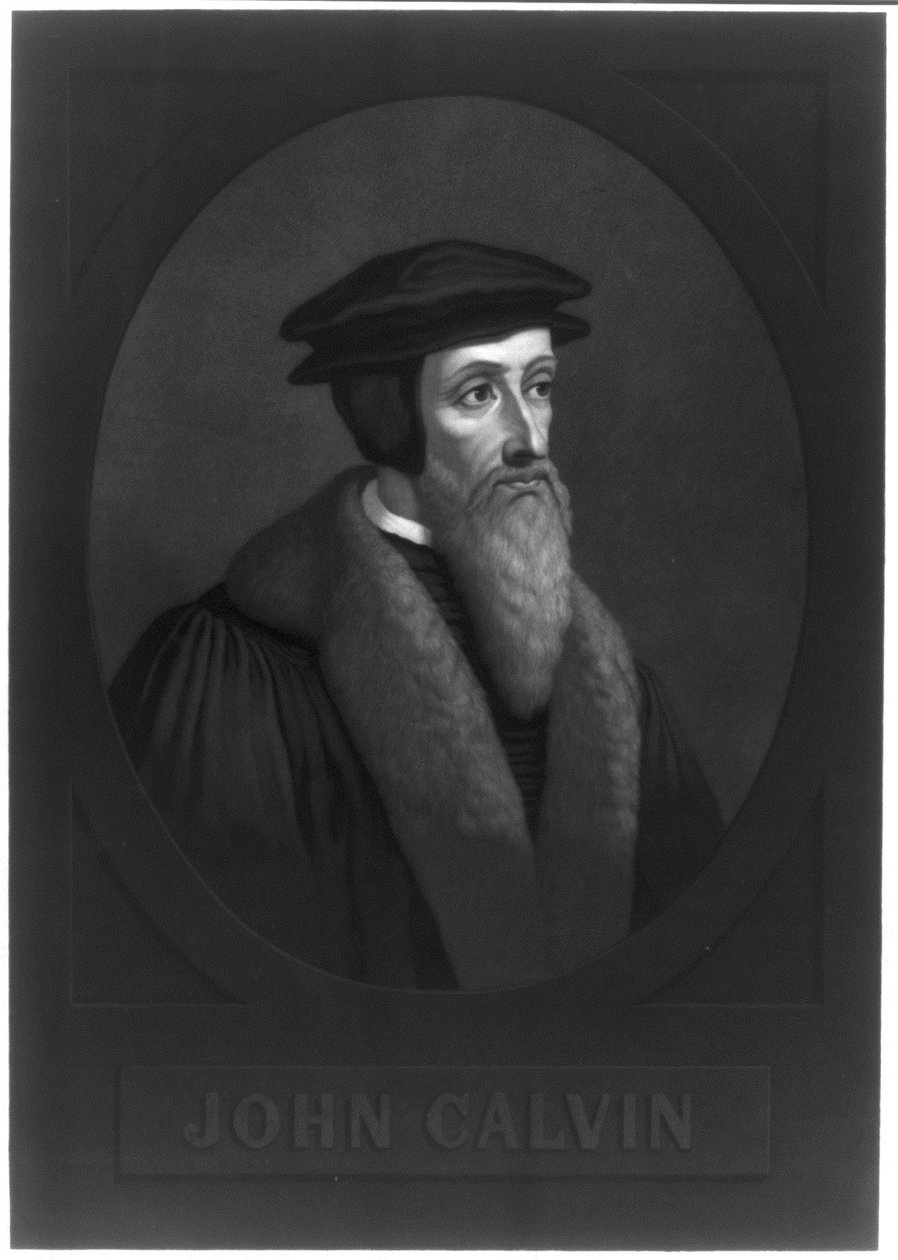 Porträtt av John Calvin 1509-1564, tidigt 1800-tal. av Unbekannt
