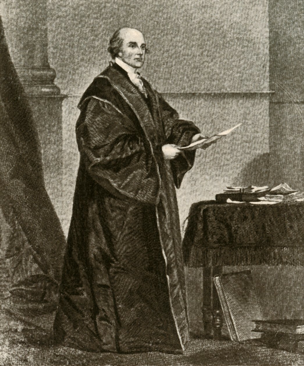 Porträtt av John Jay i sina dräkter som USA:s förste överdomare, c1780, 1937. av Unbekannt