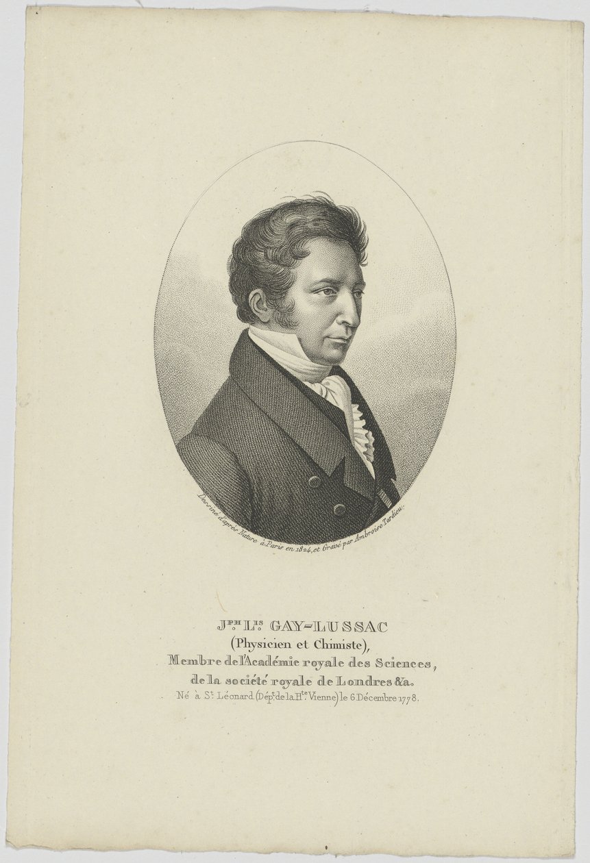 Porträtt av Joseph Louis Gay-Lussac 1778-1850, ca. 1824. av Unbekannt