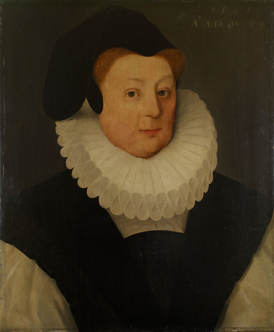Porträtt av Katherine, Lady Gresley, 1585. av Unbekannt