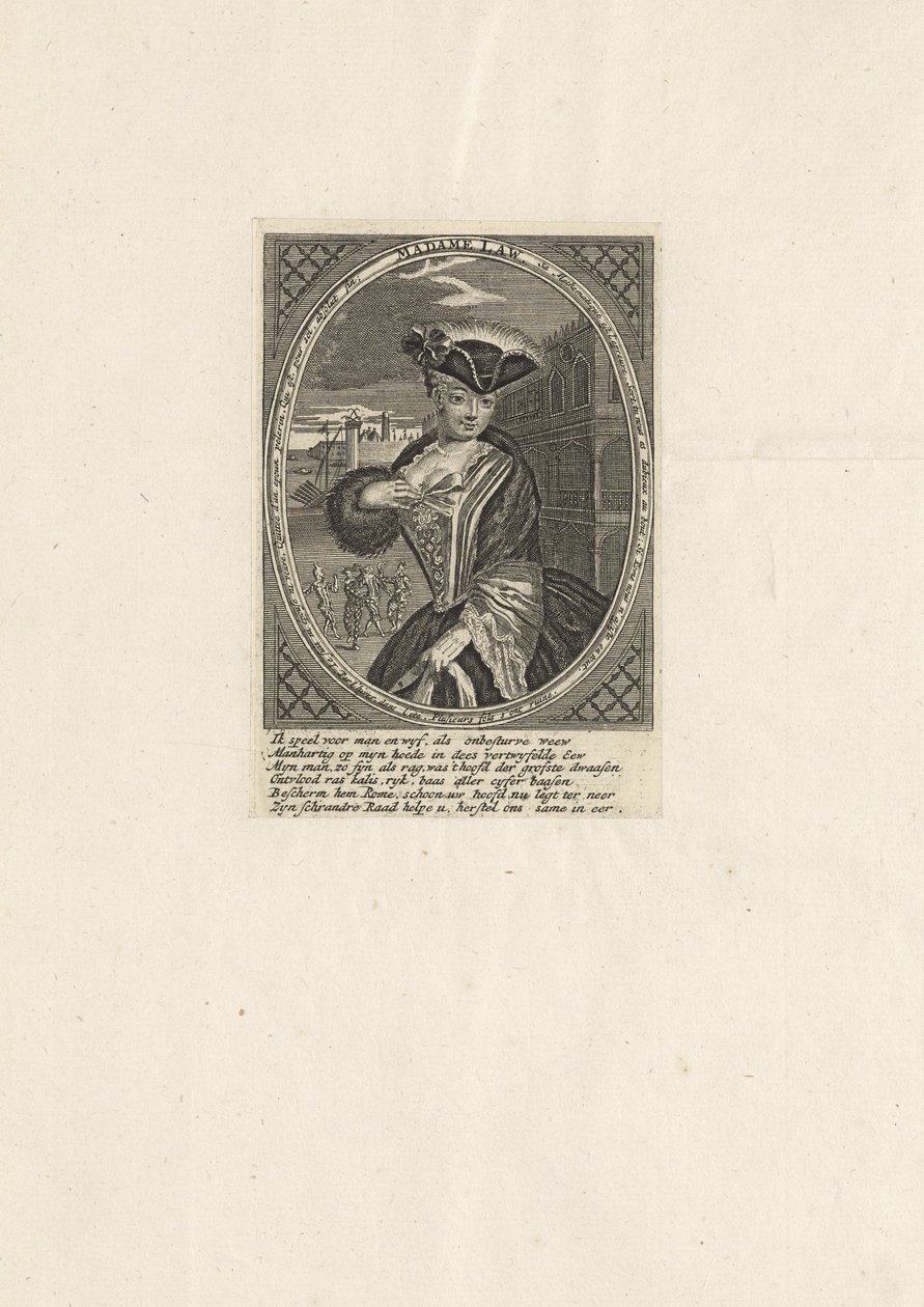 Porträtt av Katherine Lord, född Knowles 1669-1747, John Laws hustru, 1720. av Unbekannt
