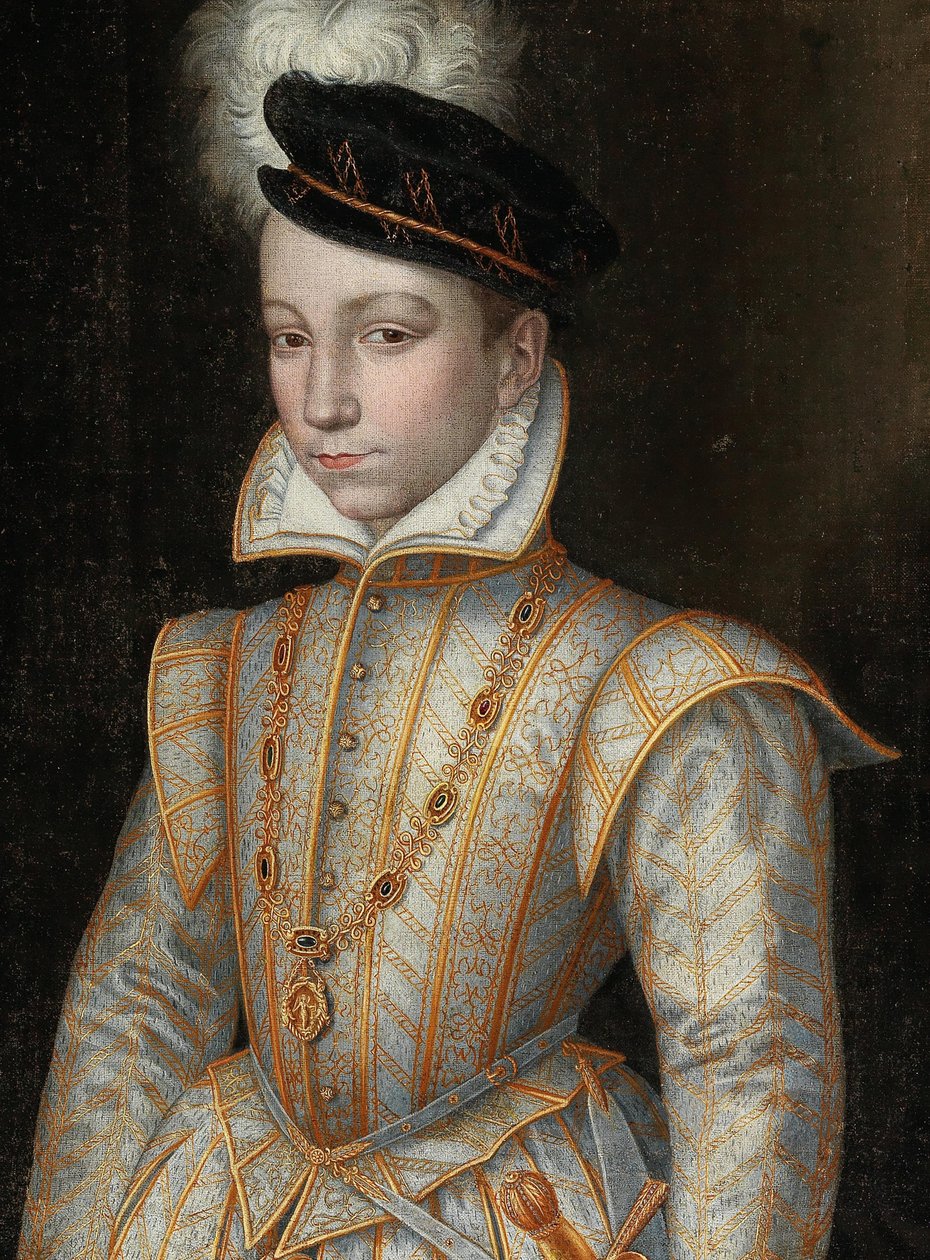 Porträtt av kung Karl IX av Frankrike 1550-1574, ca. 1560. av Unbekannt