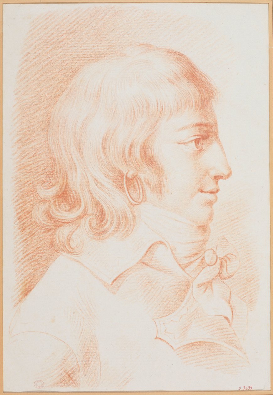 Porträtt av Louis Antoine de Saint-Just 1767-1794, ca 1792. av Unbekannt