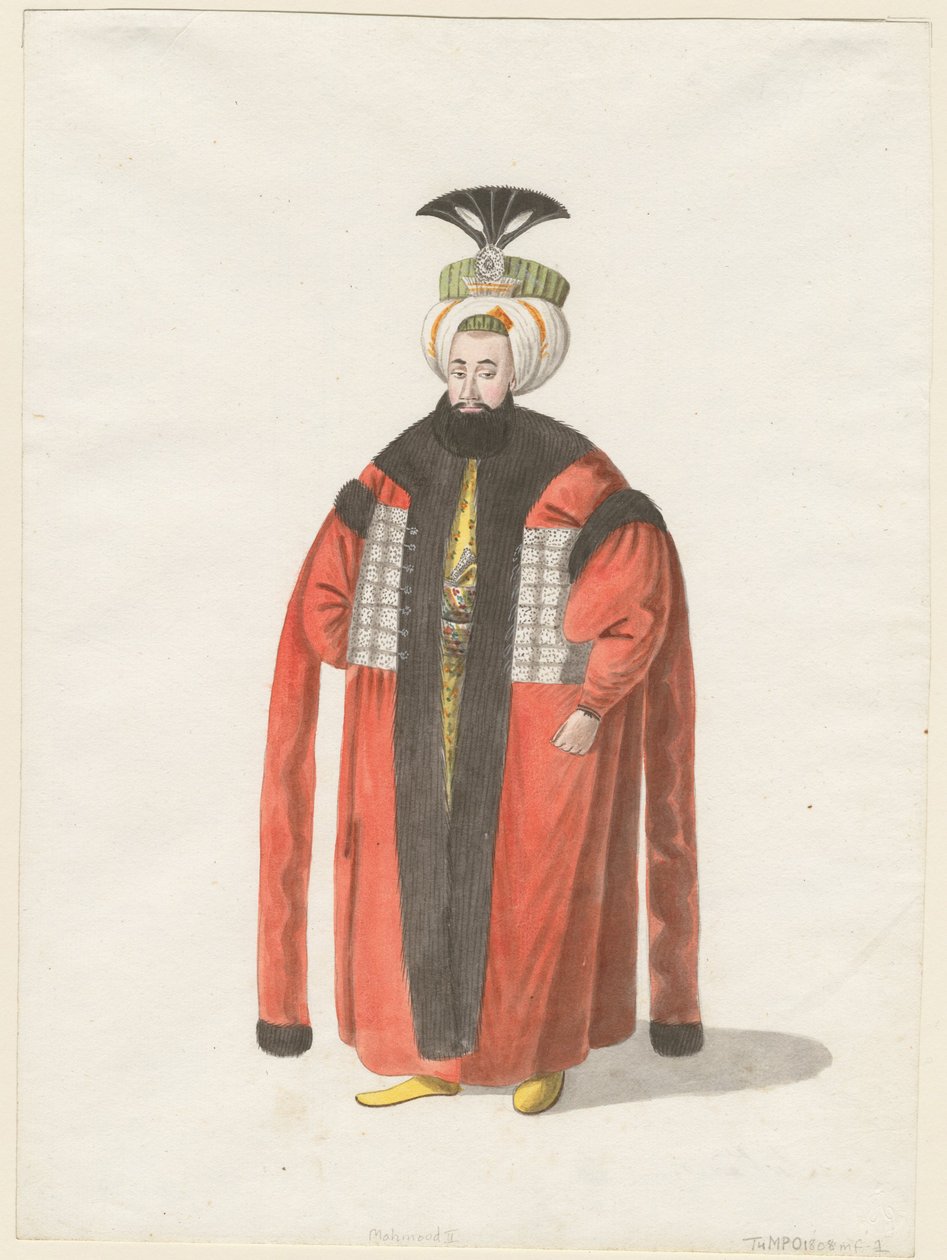 Porträtt av Mahmud II 1785-1839, Sultan av det osmanska riket, ca 1820 av Unbekannt
