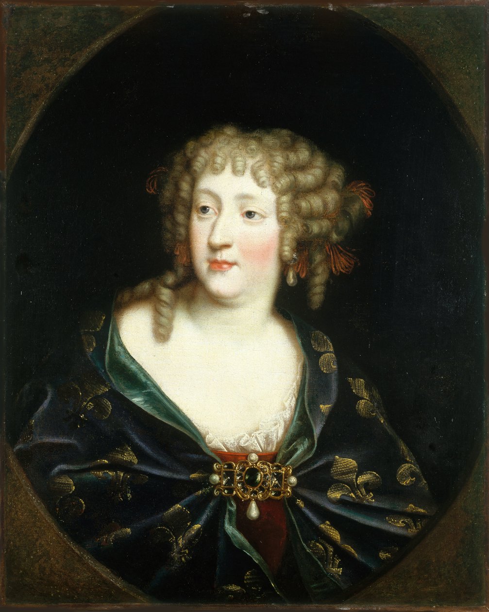 Porträtt av Maria Theresia av Spanien 1638-1683, Frankrikes drottning, ca 1675. av Unbekannt