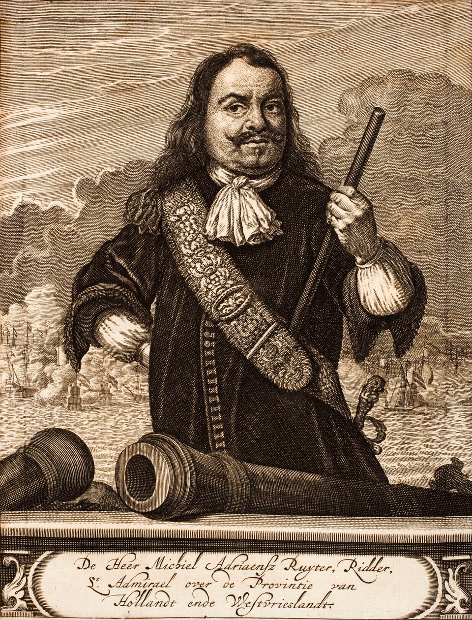 Porträtt av Michiel de Ruyter 1607-1676 Från: Krigsscenen, 1675. av Unbekannt