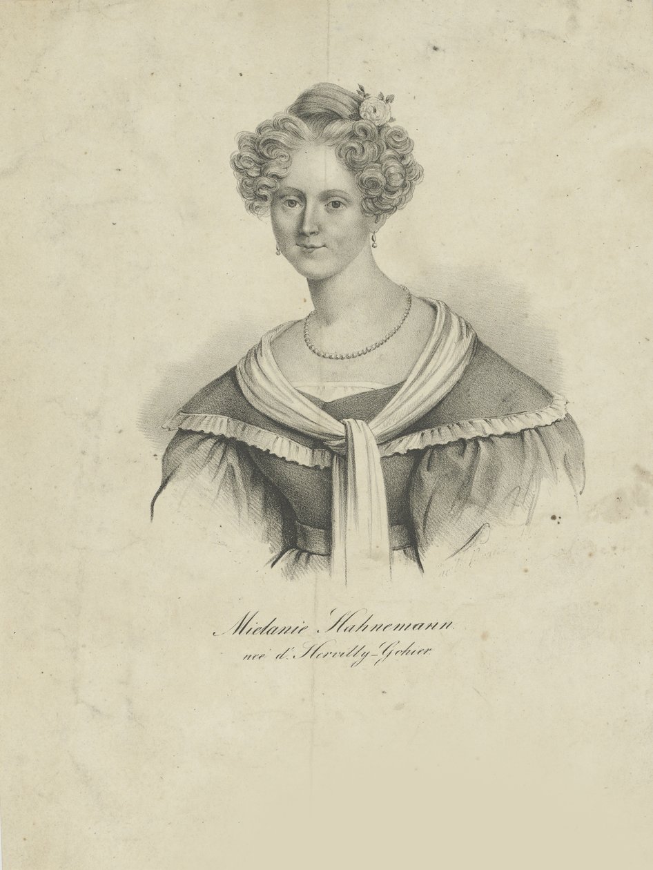 Porträtt av Mélanie dHervilly Gohier Hahnemann 1800-1878, 1830-1835. av Unbekannt