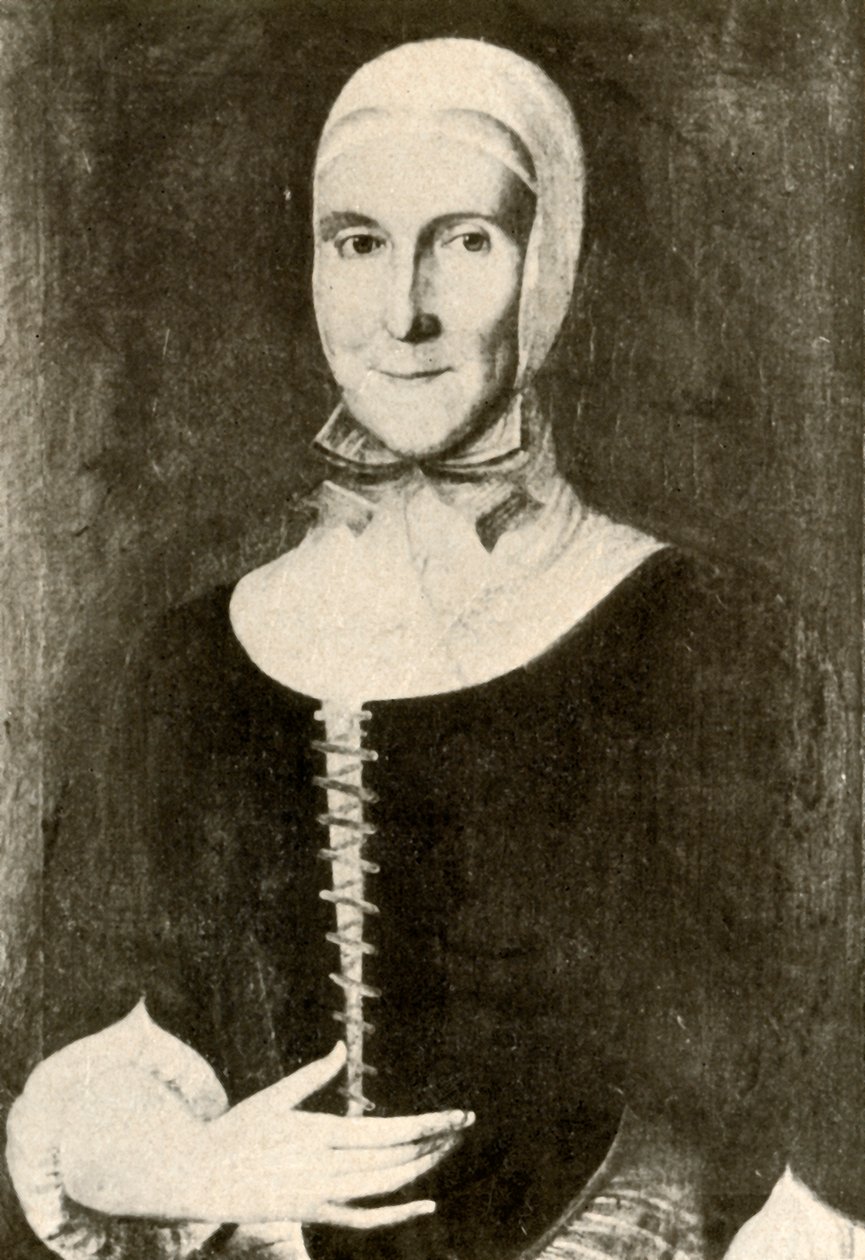Porträtt av fru Elisabeth Boehler i den mähriska bosättningen, Pennsylvania, 1787, 1937. av Unbekannt