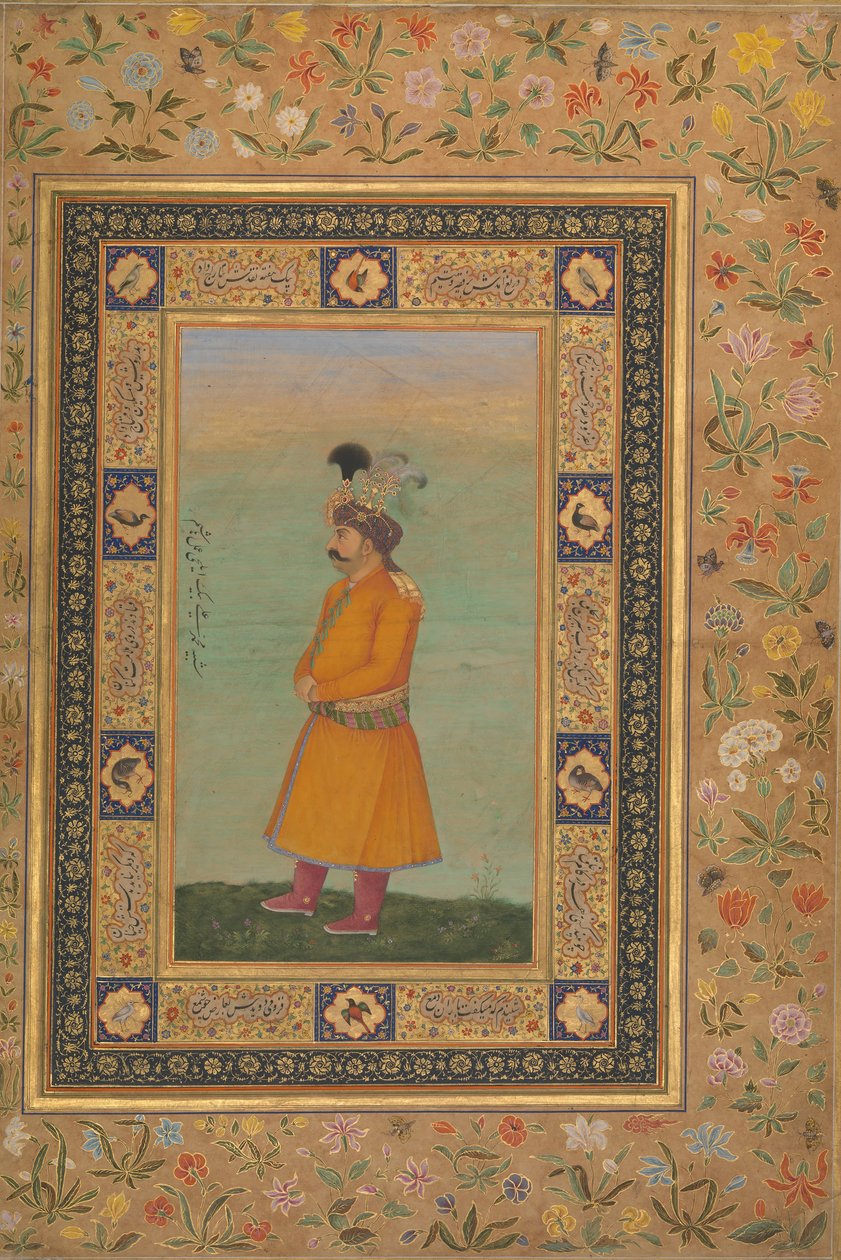 Porträtt av Muhammad Ali Baig, Folio från Shah Jahan-albumet, recto, tidigt 1800-tal. av Unbekannt