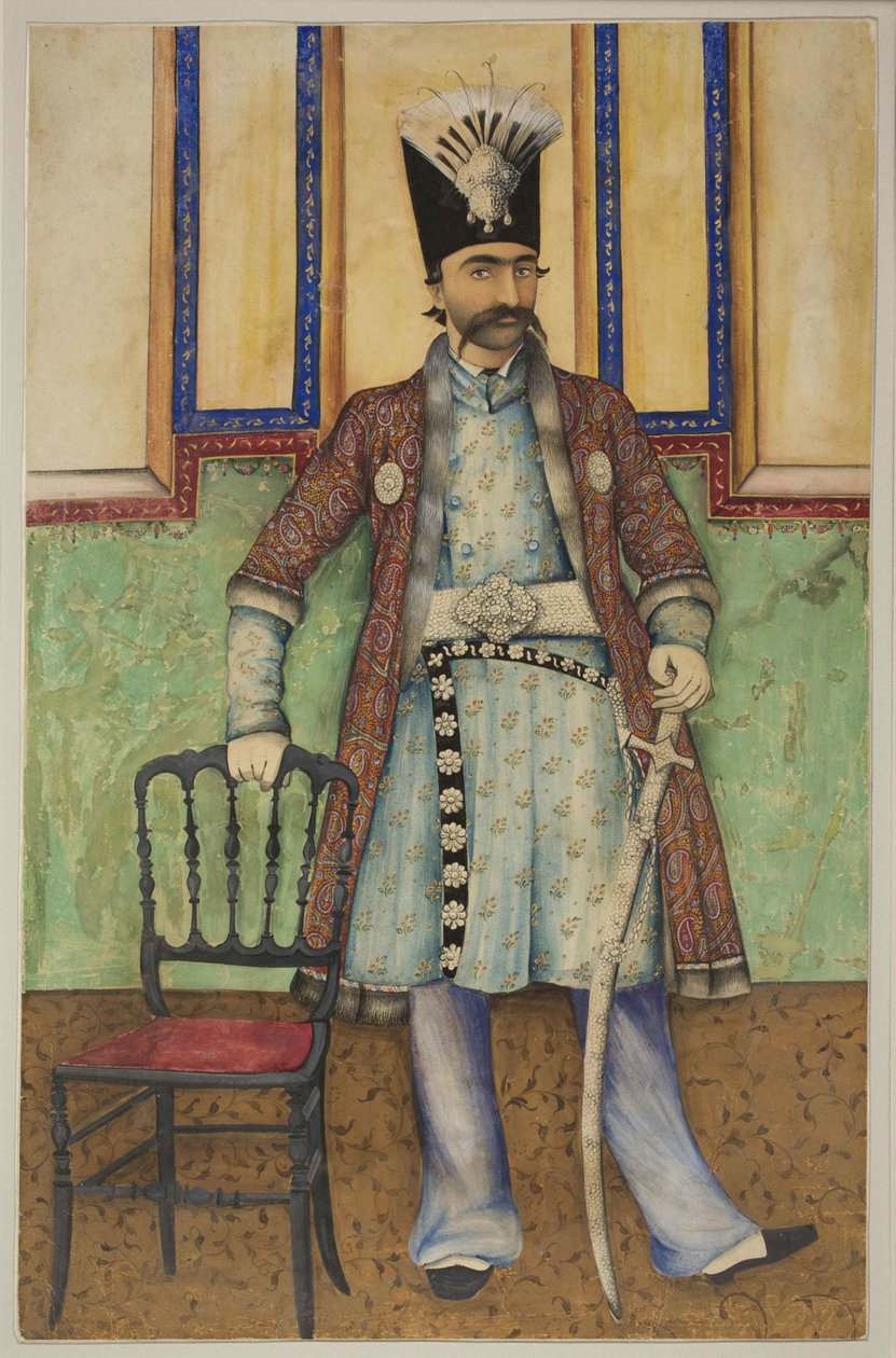 Porträtt av Nasser al-Din Shah Qajar 1831-1896, Shahanshah av Persien, ca 1855. av Unbekannt