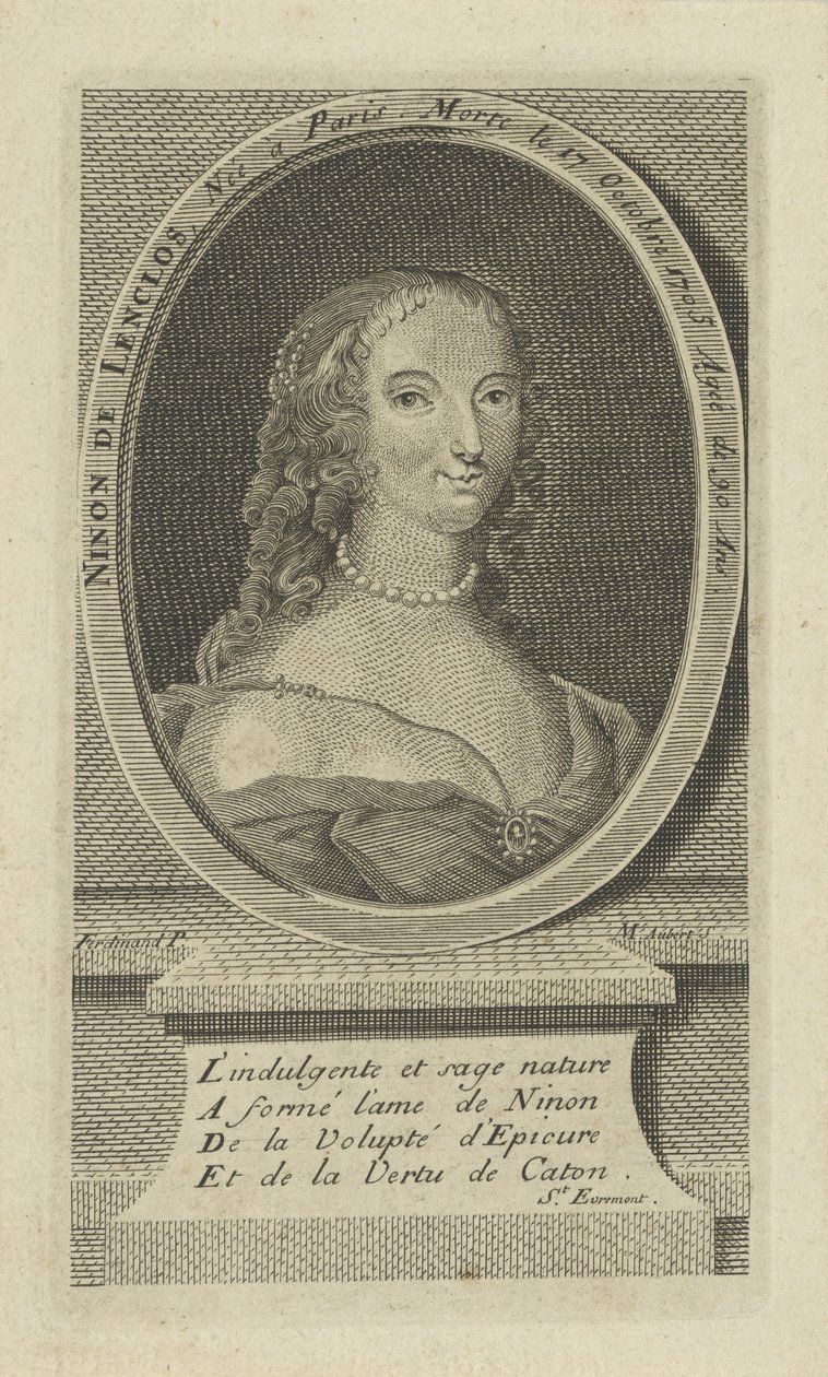 Porträtt av Ninon de Lenclos 1620-1705, ca 1730. av Unbekannt