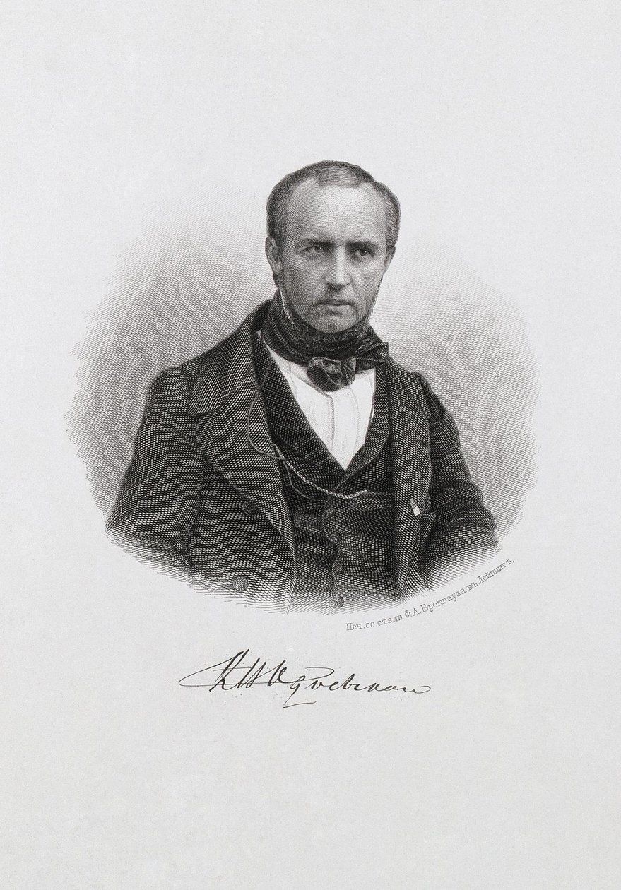 Porträtt av prins Vladimir Fyodorovich Odoyevsky 1803-1869, ca. 1874 av Unbekannt
