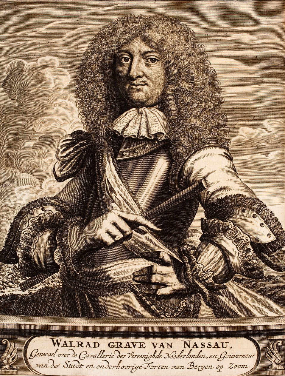 Porträtt av prins Walrad av Nassau-Usingen 1635-1702 Från: Krigsscenen, 1675. av Unbekannt