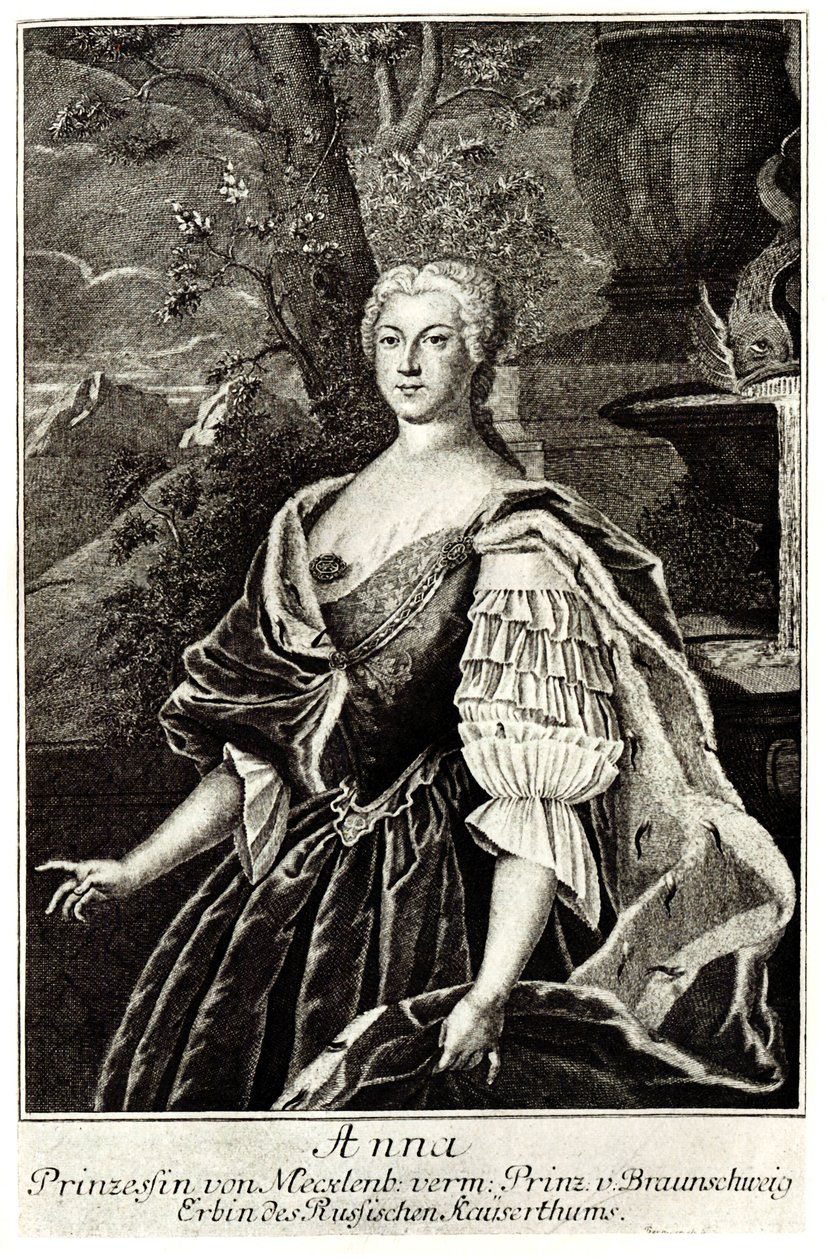 Porträtt av prinsessan Anna Leopoldovna 1718-1746, tsar Ivan VI:s mor av Unbekannt