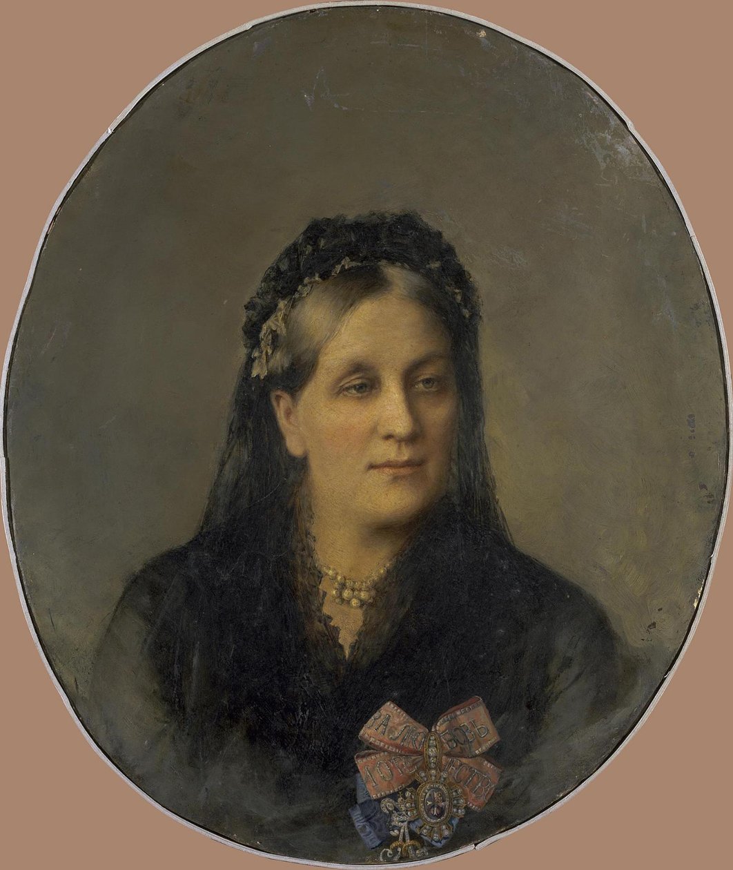 Porträtt av prinsessan Maria Alexandrovna Dolgorukaya, född Apraxina 1816-1892, andra halvan av de 19 av Unbekannt