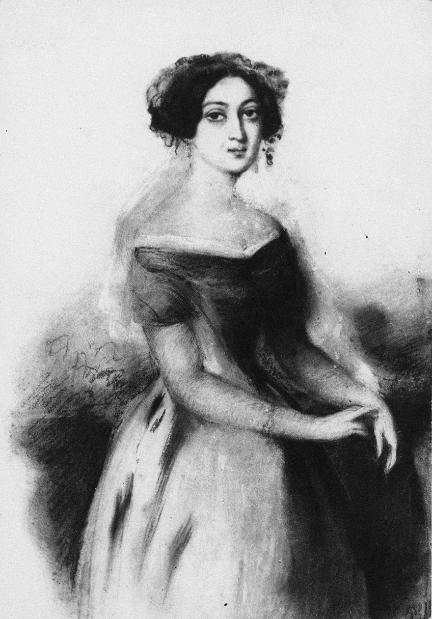 Porträtt av prinsessan Nino Chavchavadze, ca. 1830 av Unbekannt