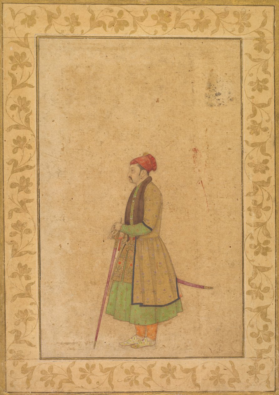 Porträtt av Raja Ram Singh av Amber r. 1667-1688 med ett Deccan-svärd, ca. 1680-1685. av Unbekannt