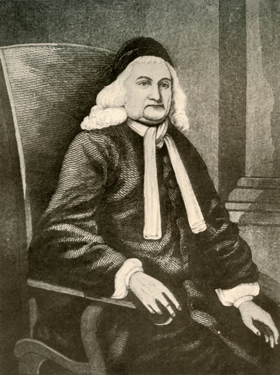 Porträtt av Samuel Sewall, i periwig och lång rock, c1700-1720, 1937. av Unbekannt