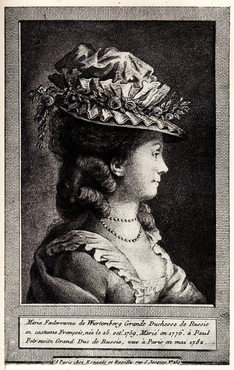 Porträtt av Sophia Dorothea av Württemberg, tidigt 1800-tal. av Unbekannt