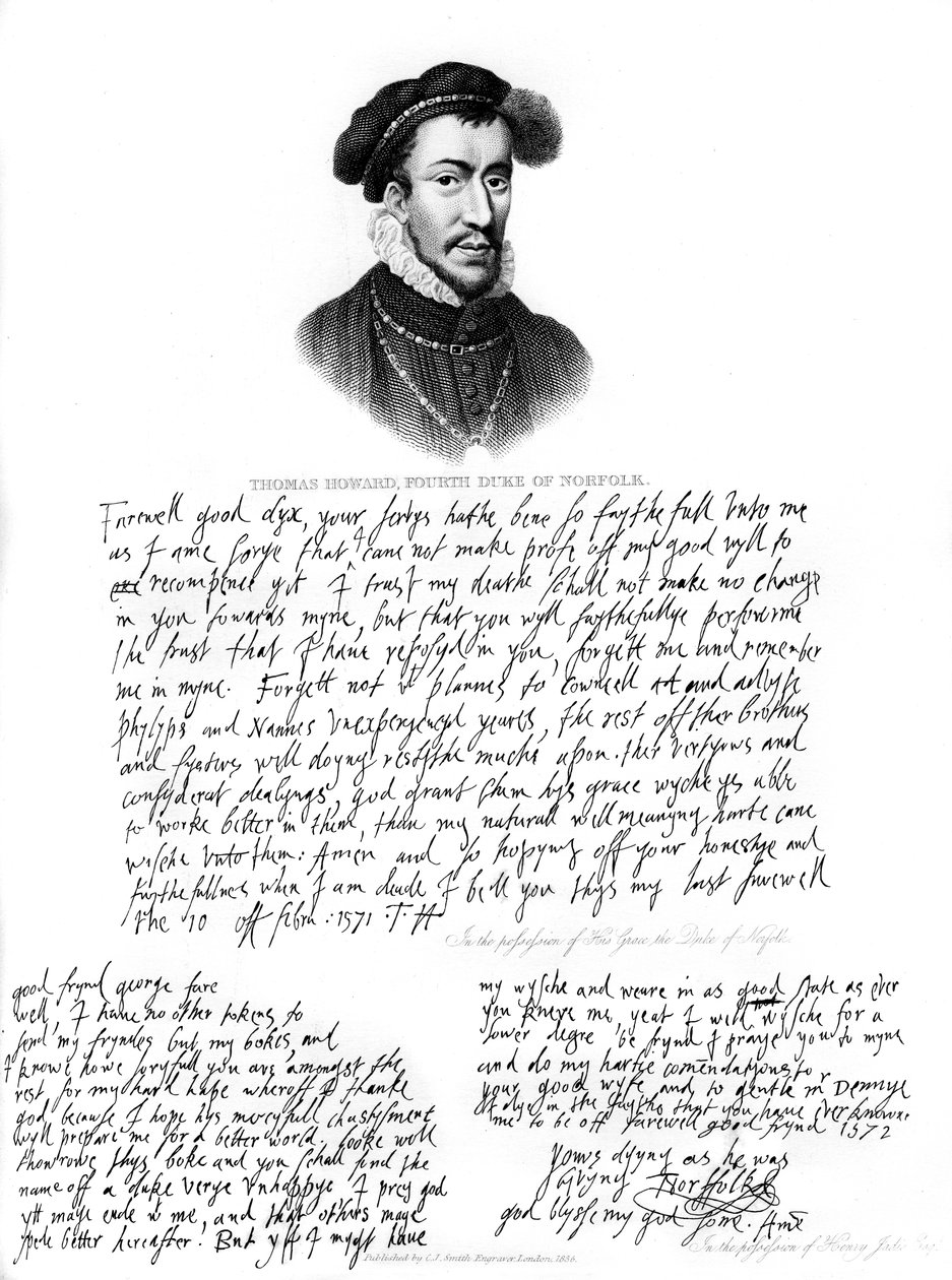 Porträtt av Thomas Howard, 4:e hertigen av Norfolk, 1572, 1840 av Unbekannt