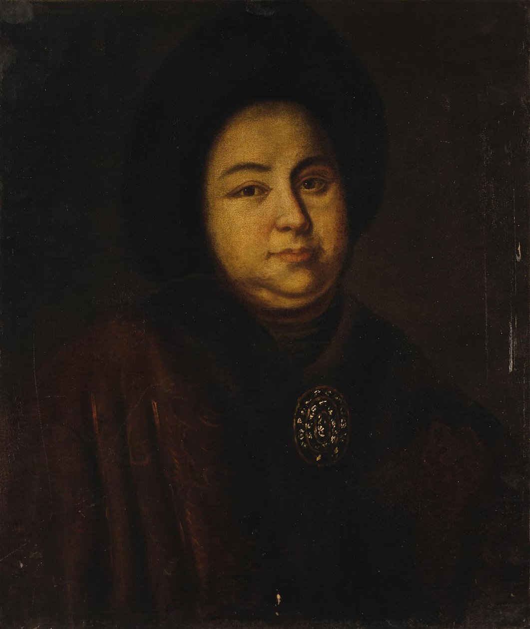 Porträtt av Tsarina Evdokiya Feodorovna Lopukhina 1669-1731, hustru till tsar Peter I av Ryssland, 1 av Unbekannt