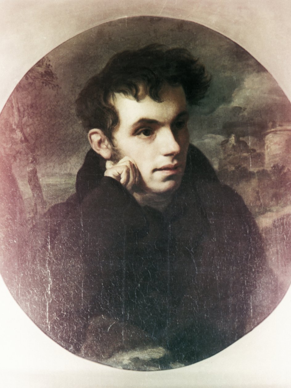 Porträtt av Vasilij Zjukovskij, poet och vän till Alexander Pushkin, målning av O, Kiprensky av Unbekannt