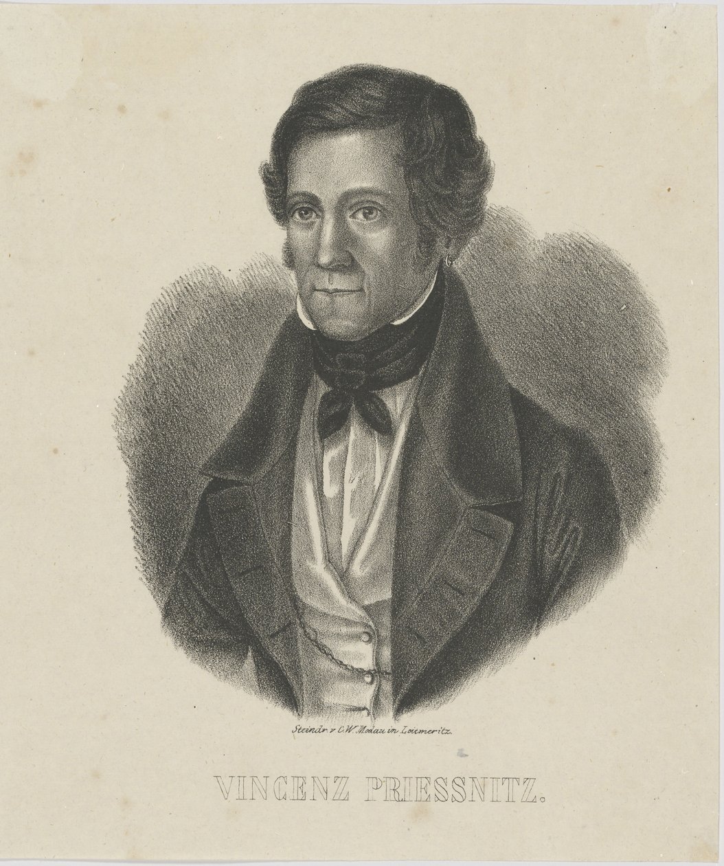 Porträtt av Vincenz Priessnitz 1799-1851, ca. 1840. av Unbekannt